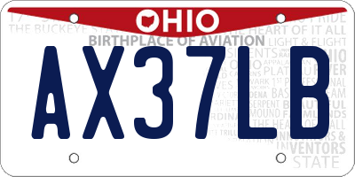 OH license plate AX37LB