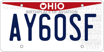 OH license plate AY60SF