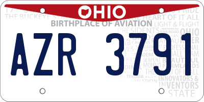 OH license plate AZR3791