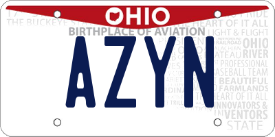 OH license plate AZYN