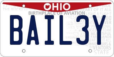 OH license plate BAIL3Y