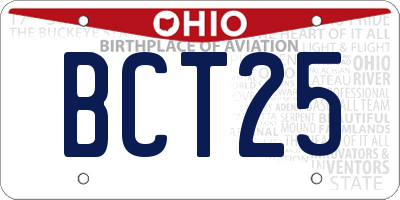 OH license plate BCT25