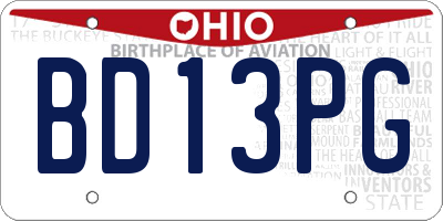 OH license plate BD13PG