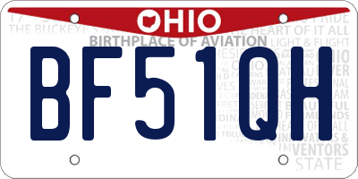 OH license plate BF51QH