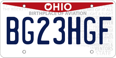 OH license plate BG23HGF