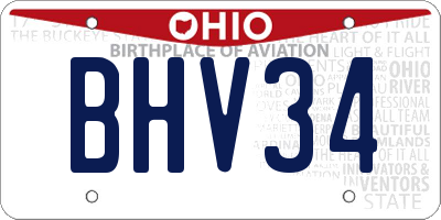 OH license plate BHV34