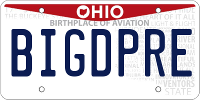 OH license plate BIGDPRE