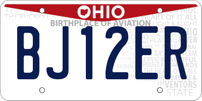 OH license plate BJ12ER