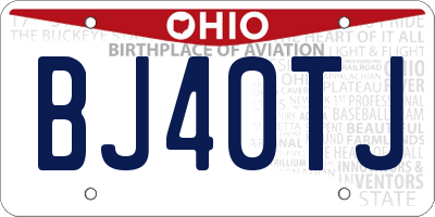 OH license plate BJ40TJ