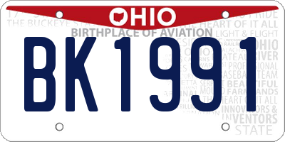 OH license plate BK1991