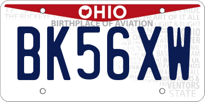 OH license plate BK56XW