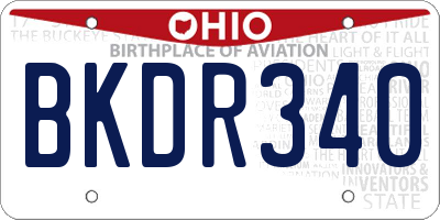 OH license plate BKDR340