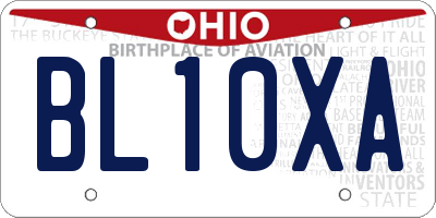 OH license plate BL10XA