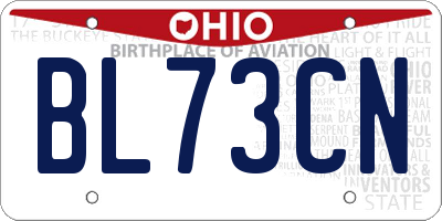 OH license plate BL73CN