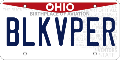 OH license plate BLKVPER