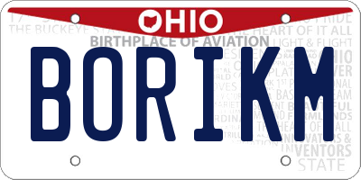 OH license plate BORIKM