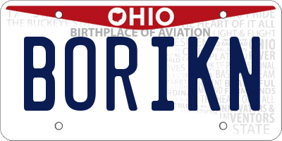 OH license plate BORIKN