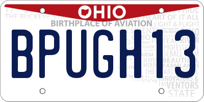 OH license plate BPUGH13