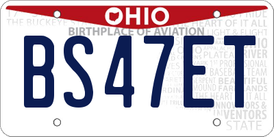 OH license plate BS47ET