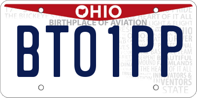 OH license plate BT01PP