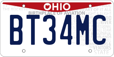 OH license plate BT34MC