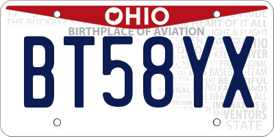 OH license plate BT58YX