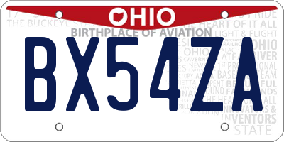 OH license plate BX54ZA