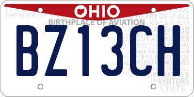 OH license plate BZ13CH