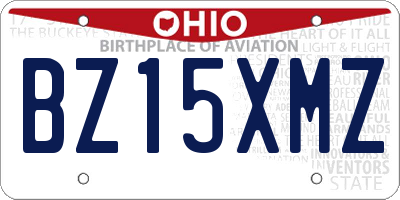 OH license plate BZ15XMZ