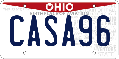 OH license plate CASA96