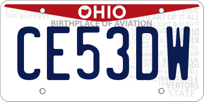 OH license plate CE53DW