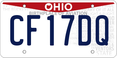 OH license plate CF17DQ