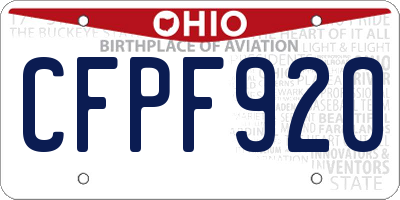 OH license plate CFPF920