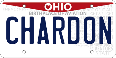 OH license plate CHARDON