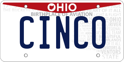 OH license plate CINCO