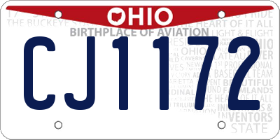 OH license plate CJ1172