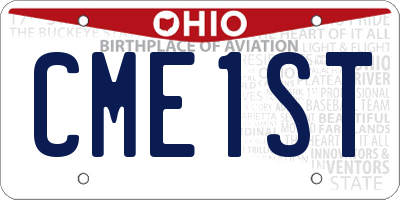 OH license plate CME1ST