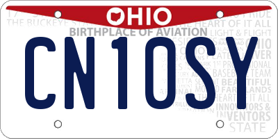 OH license plate CN10SY