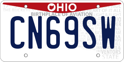 OH license plate CN69SW