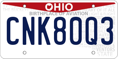 OH license plate CNK80Q3