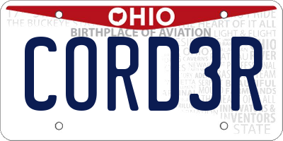 OH license plate CORD3R