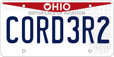 OH license plate CORD3R2