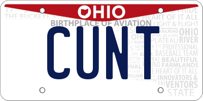 OH license plate CUNT