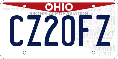 OH license plate CZ20FZ