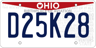 OH license plate D25K28