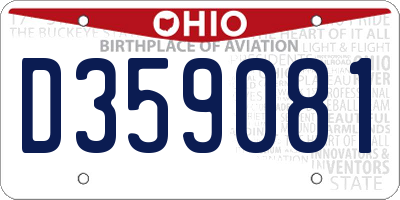 OH license plate D359081