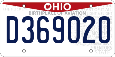 OH license plate D369020