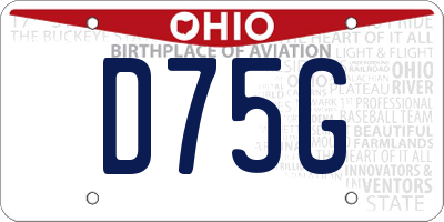 OH license plate D75G