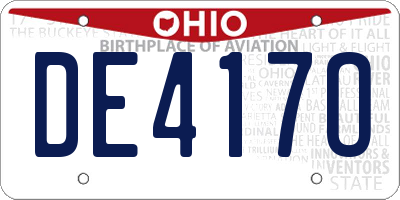 OH license plate DE417O