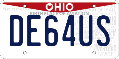 OH license plate DE64US